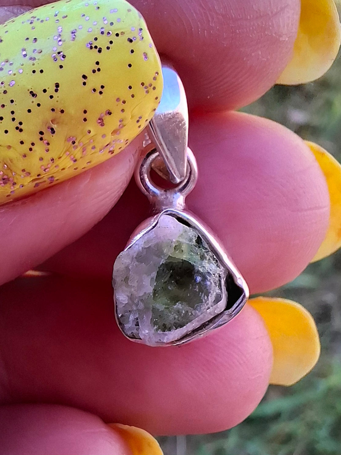 Green Tourmaline Pendant, 925 Silver, Crystal (Ref: GT2)