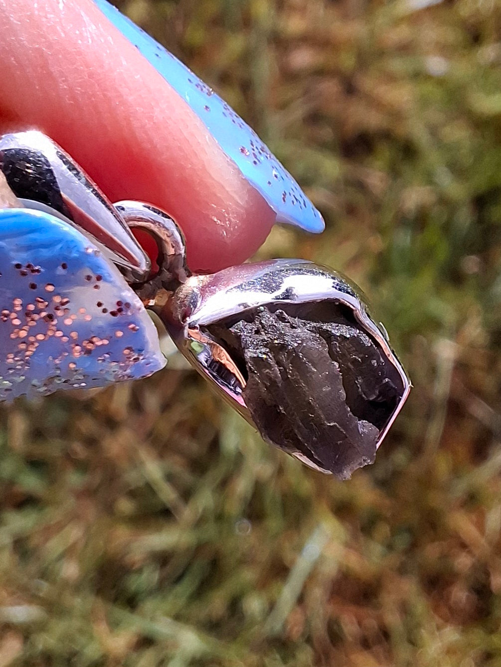 Moldavite Pendant, 925 Silver, Tektite (Ref: P47)