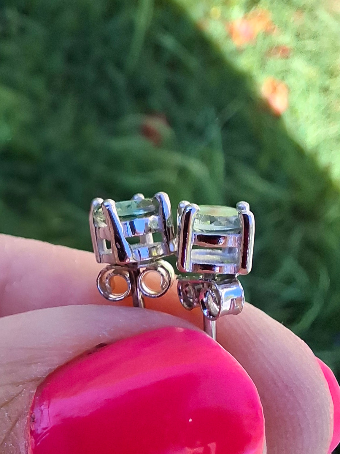 Moldavite (faceted) 5mm STUD EARRINGS, 925 Silver, Tektite (Ref: Pair44)