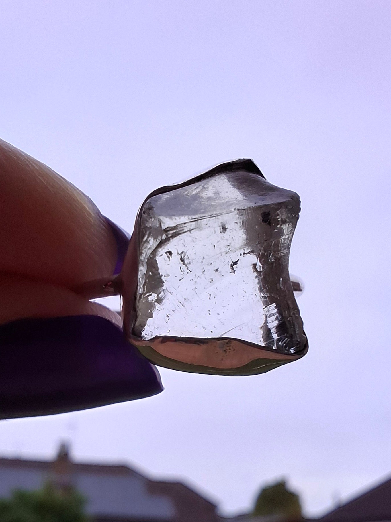 Libyan Desert Glass Ring, size P, 925 Silver, Tektite (Ref: LR26)