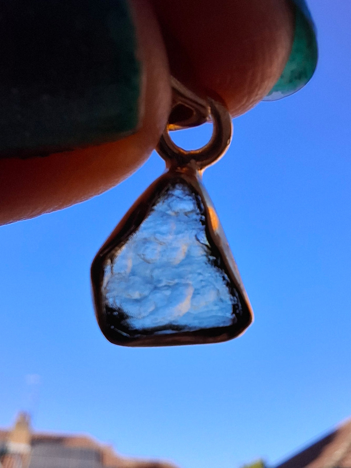 Moldavite Pendant, 14K GOLD Plated, Tektite (Ref: P452)