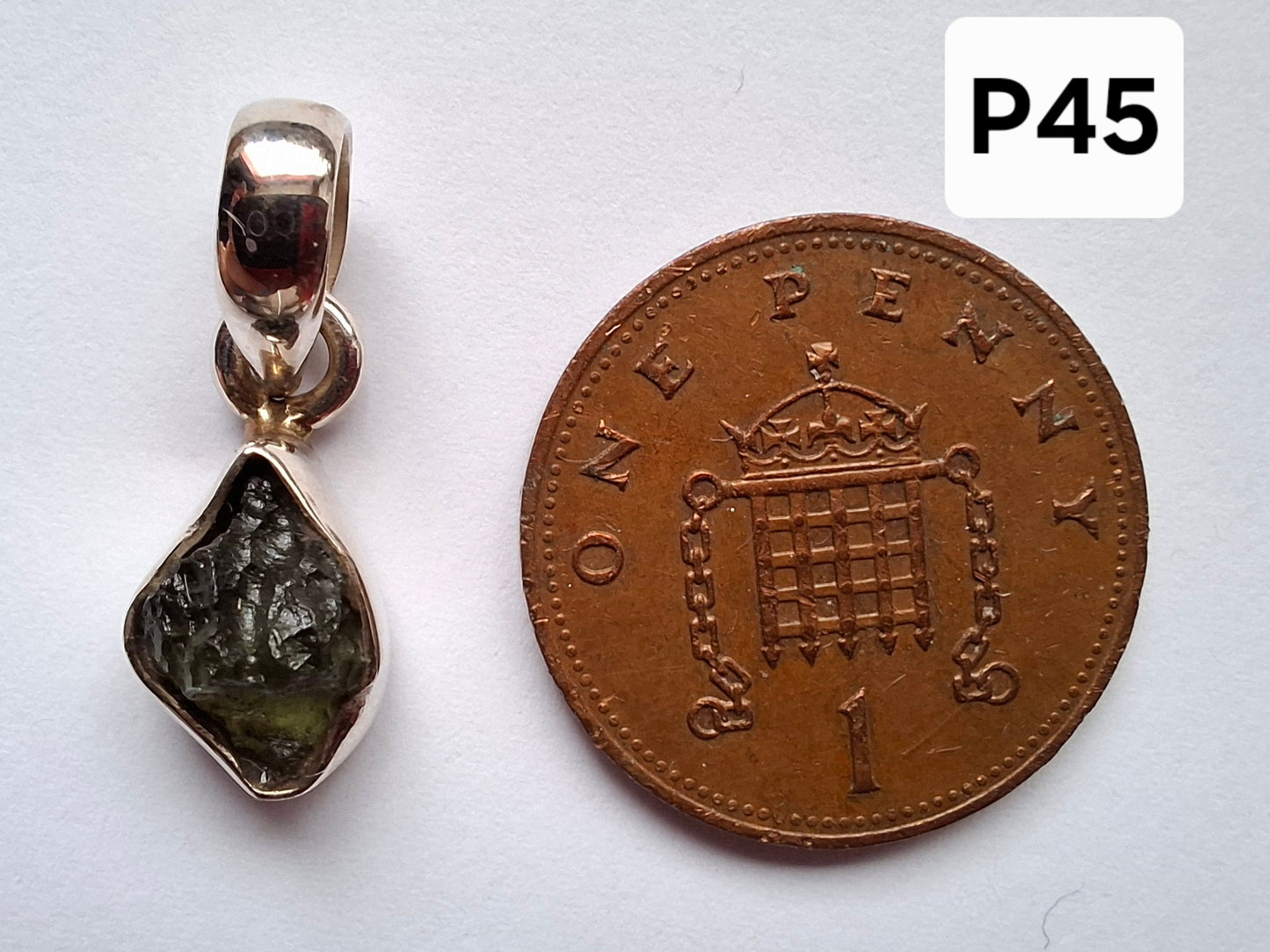 Moldavite Pendant, 925 Silver, Tektite (Ref: P45)