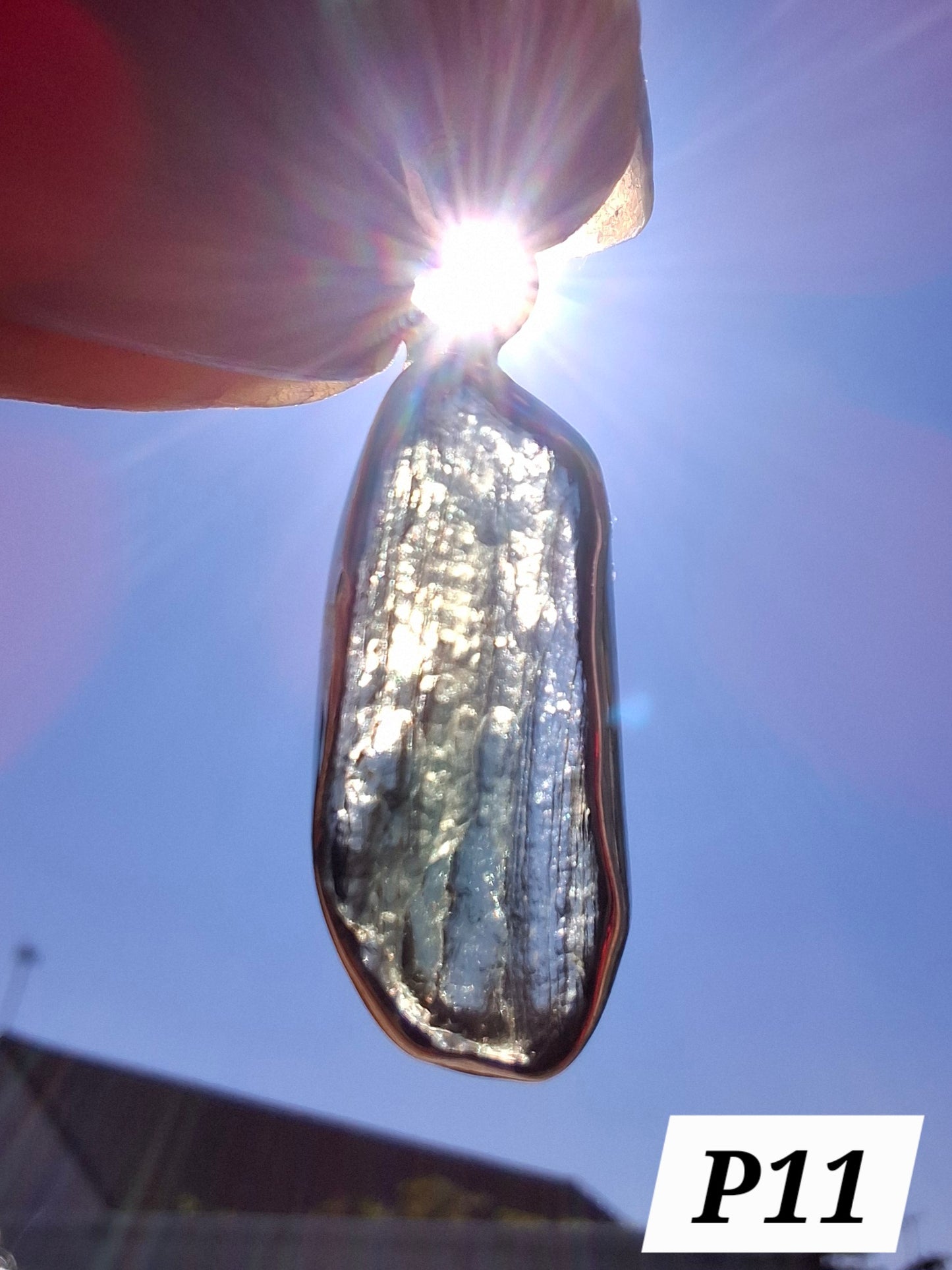 Moldavite Pendant, 925 Silver, Tektite (Ref: P11)