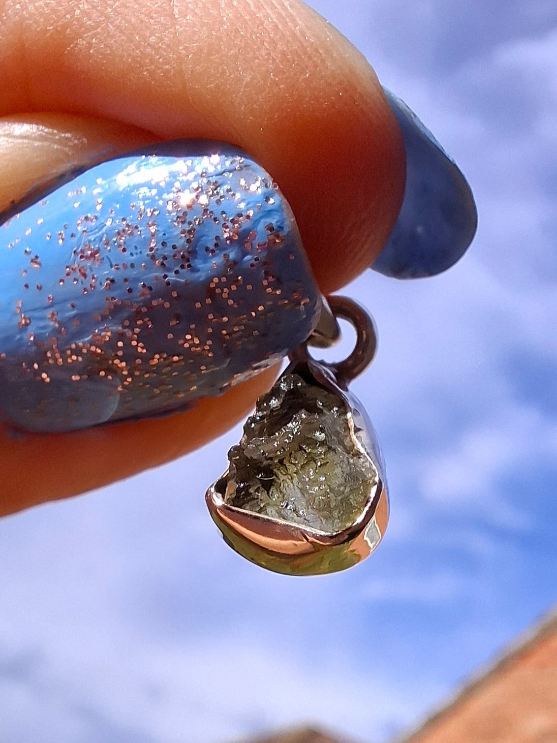 Moldavite Pendant, 925 Silver, Tektite (Ref: P37)