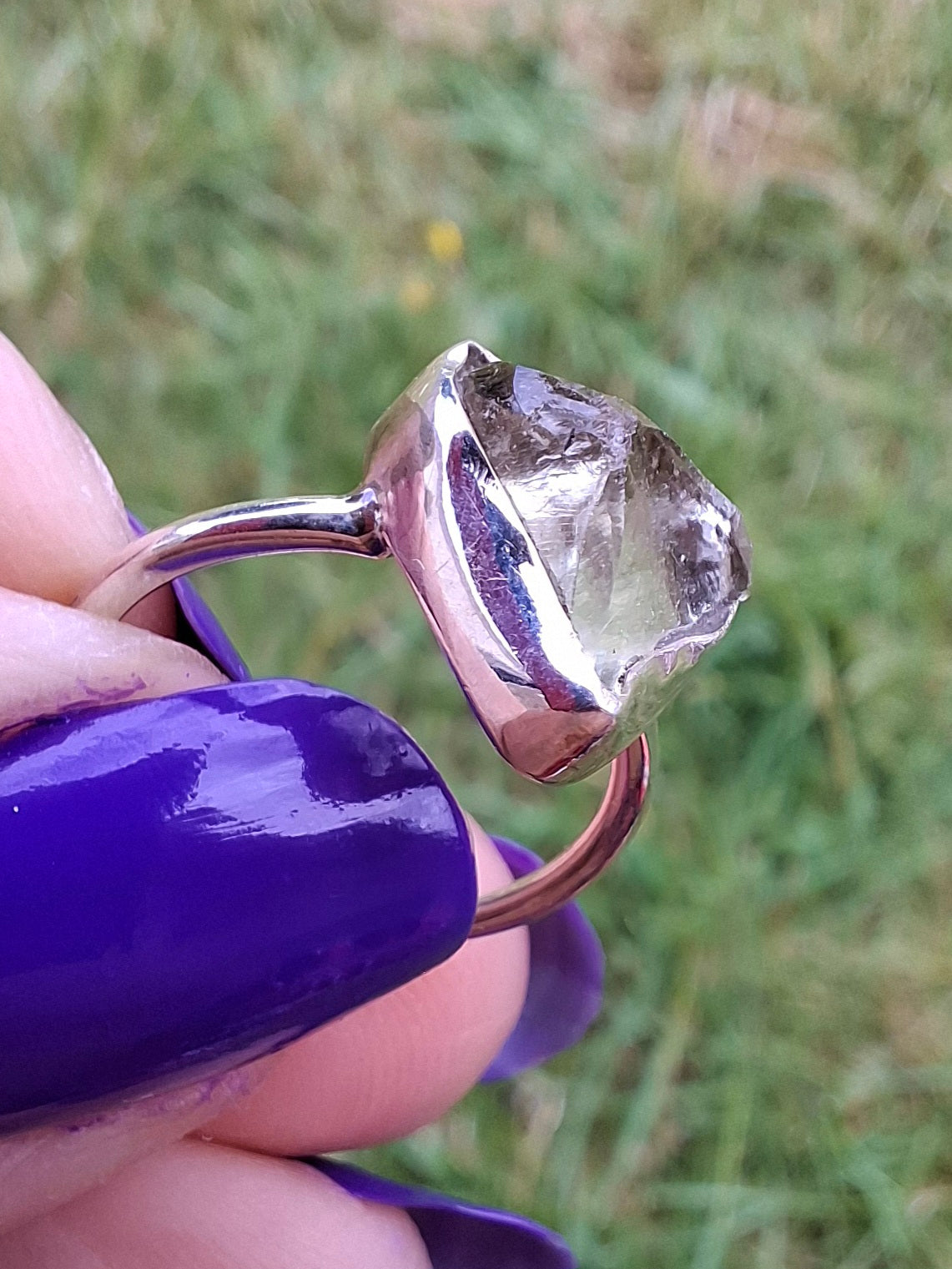 Libyan Desert Glass Ring, size large G, 925 Silver, Tektite (Ref: LR2)
