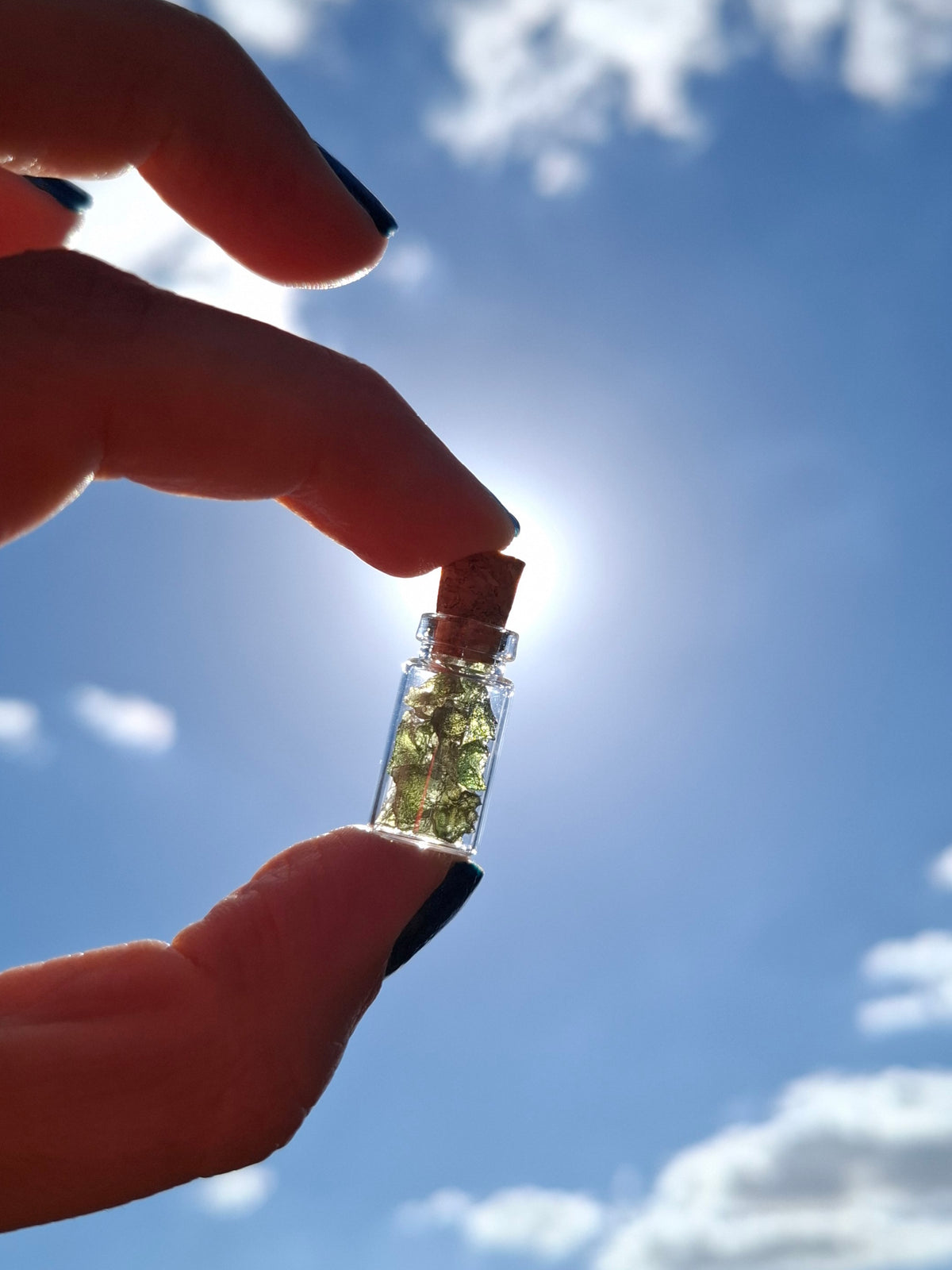 Moldavite Chips (1.00g) in 1ml Bottle, Tektite (Ref: B34)