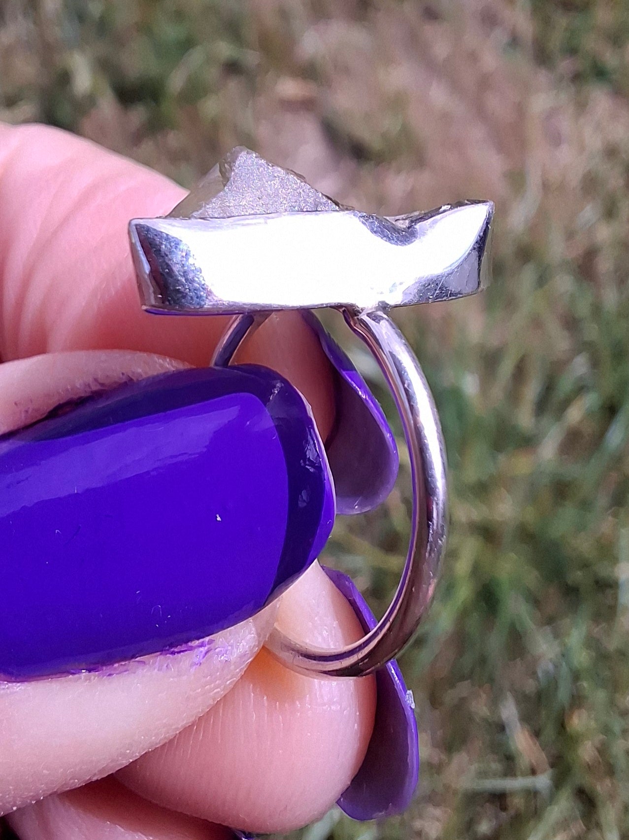 Libyan Desert Glass Ring, size large G, 925 Silver, Tektite (Ref: LR4)