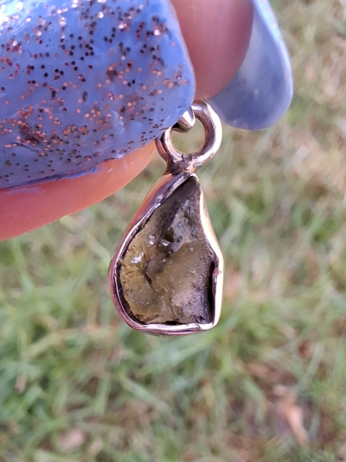 Moldavite Pendant, 925 Silver, Tektite (Ref: P42)