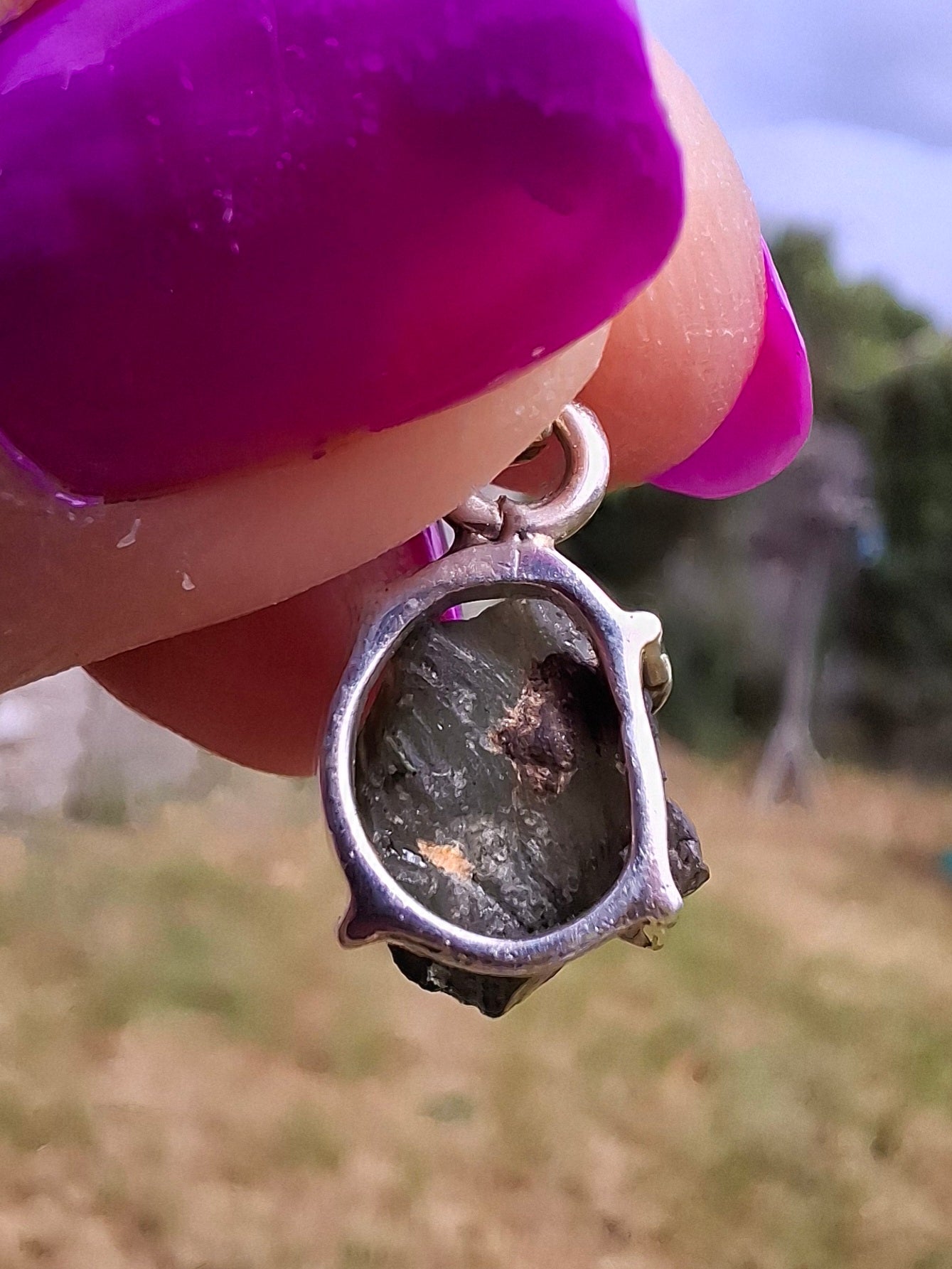 Moldavite Claw Pendant, 925 Silver, Tektite (Ref: P24)