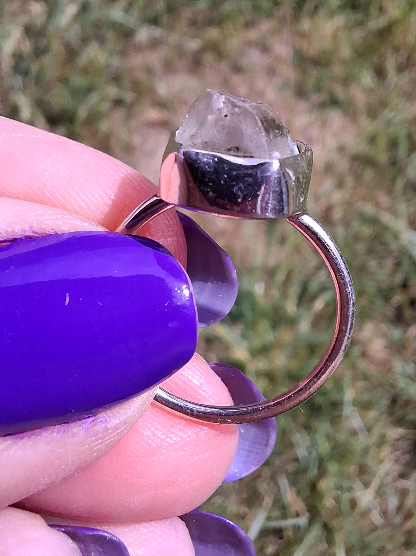Libyan Desert Glass Ring, size large J, 925 Silver, Tektite (Ref: LR9)