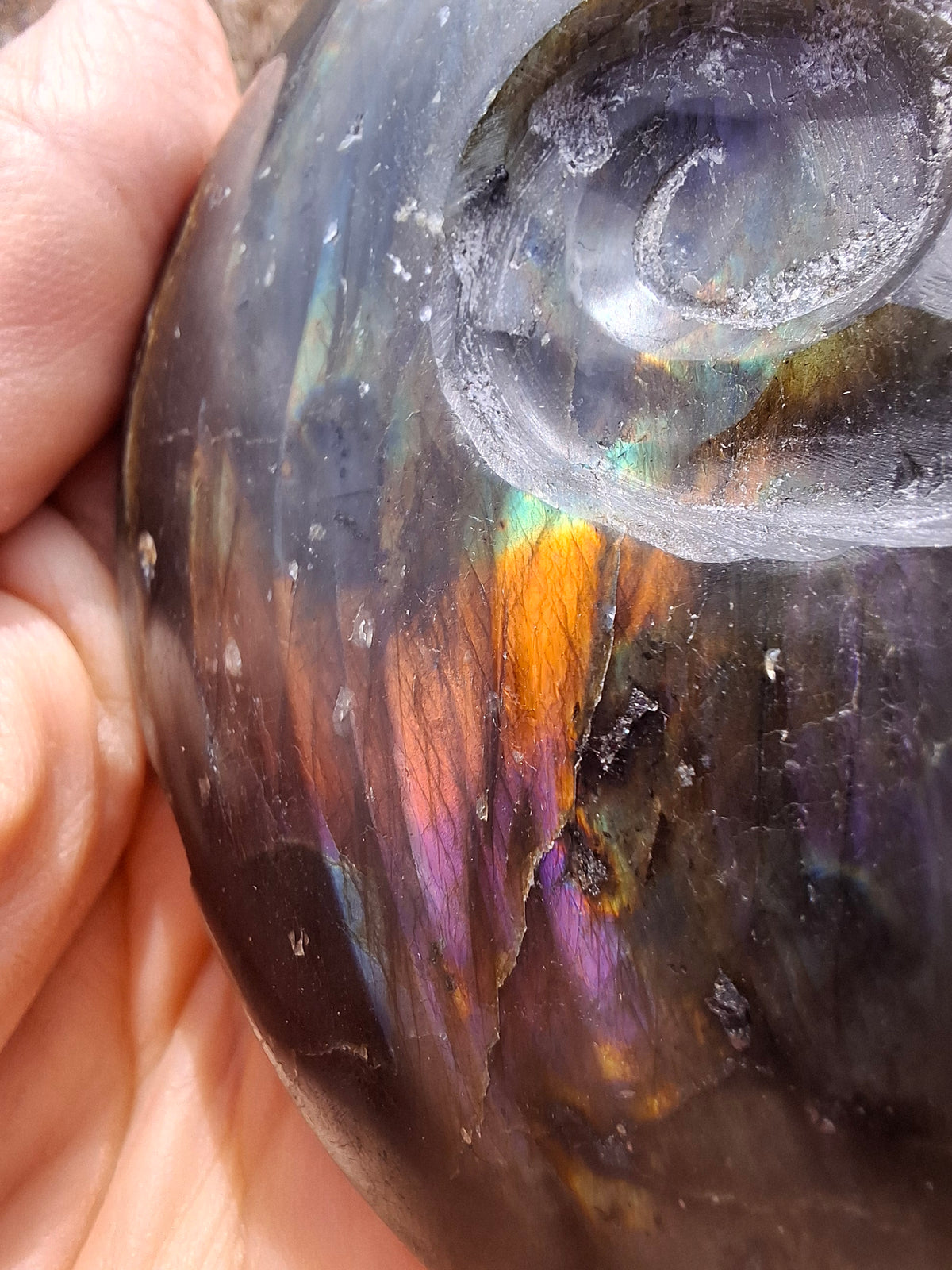 Labradorite Ammonite Carving, 160.21g, Crystal (Ref: laba4)
