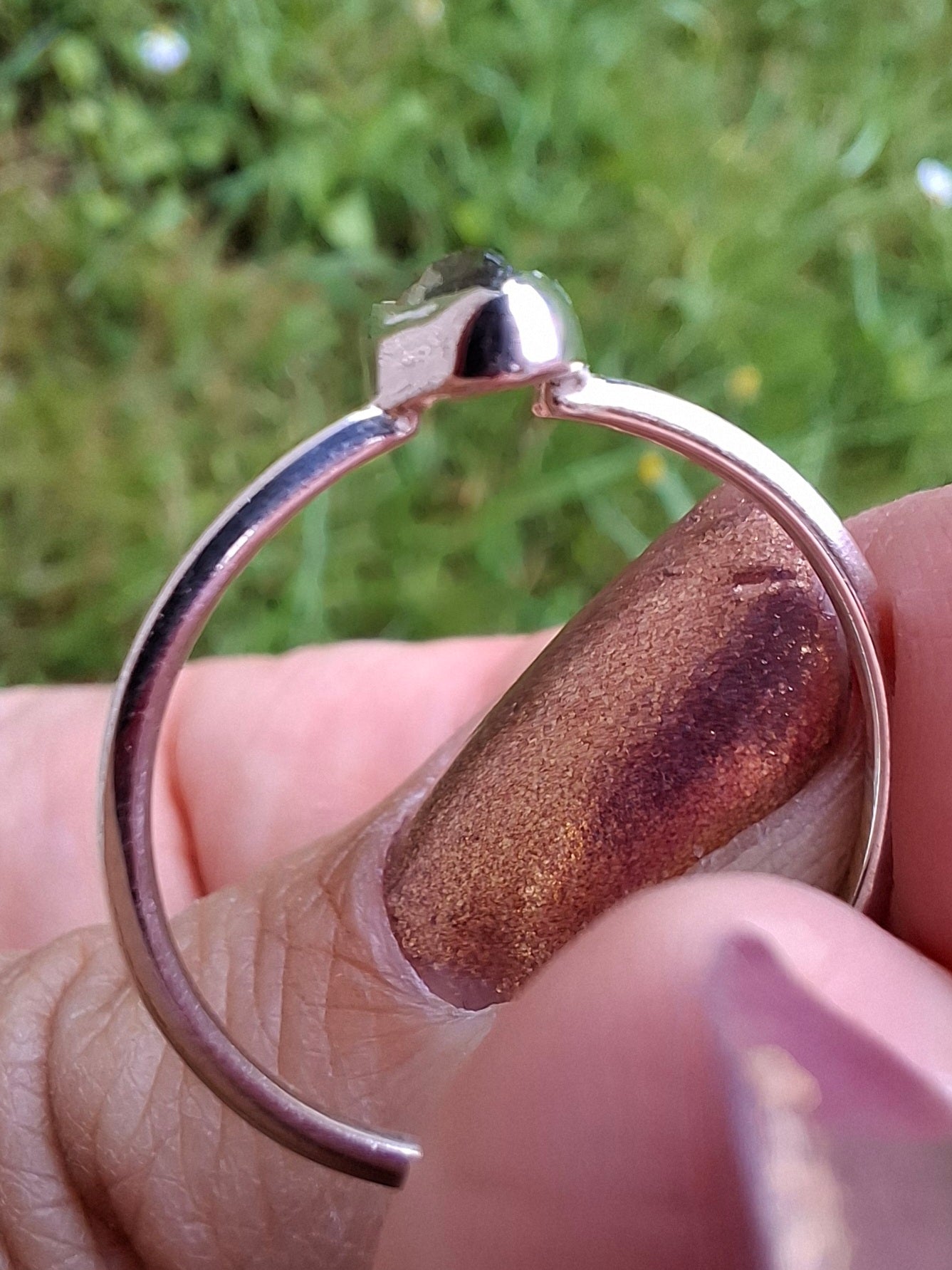 Moldavite Ring, size large R/small S, 925 Silver, Tektite (Ref: R54)