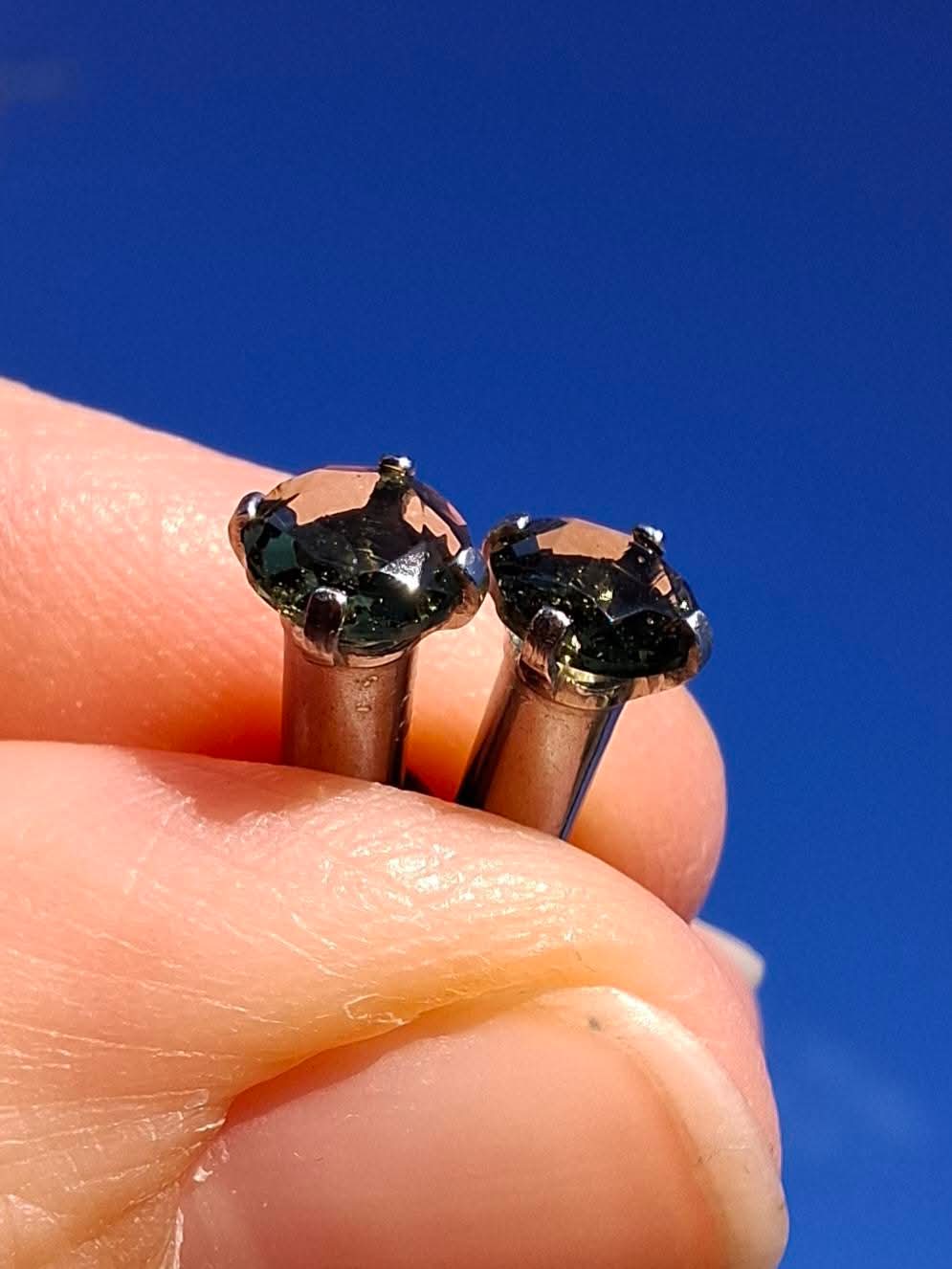 Moldavite (faceted) PLUGS, 5mm, 4G, Surgical Steel, Tektite (Ref: Plug1)