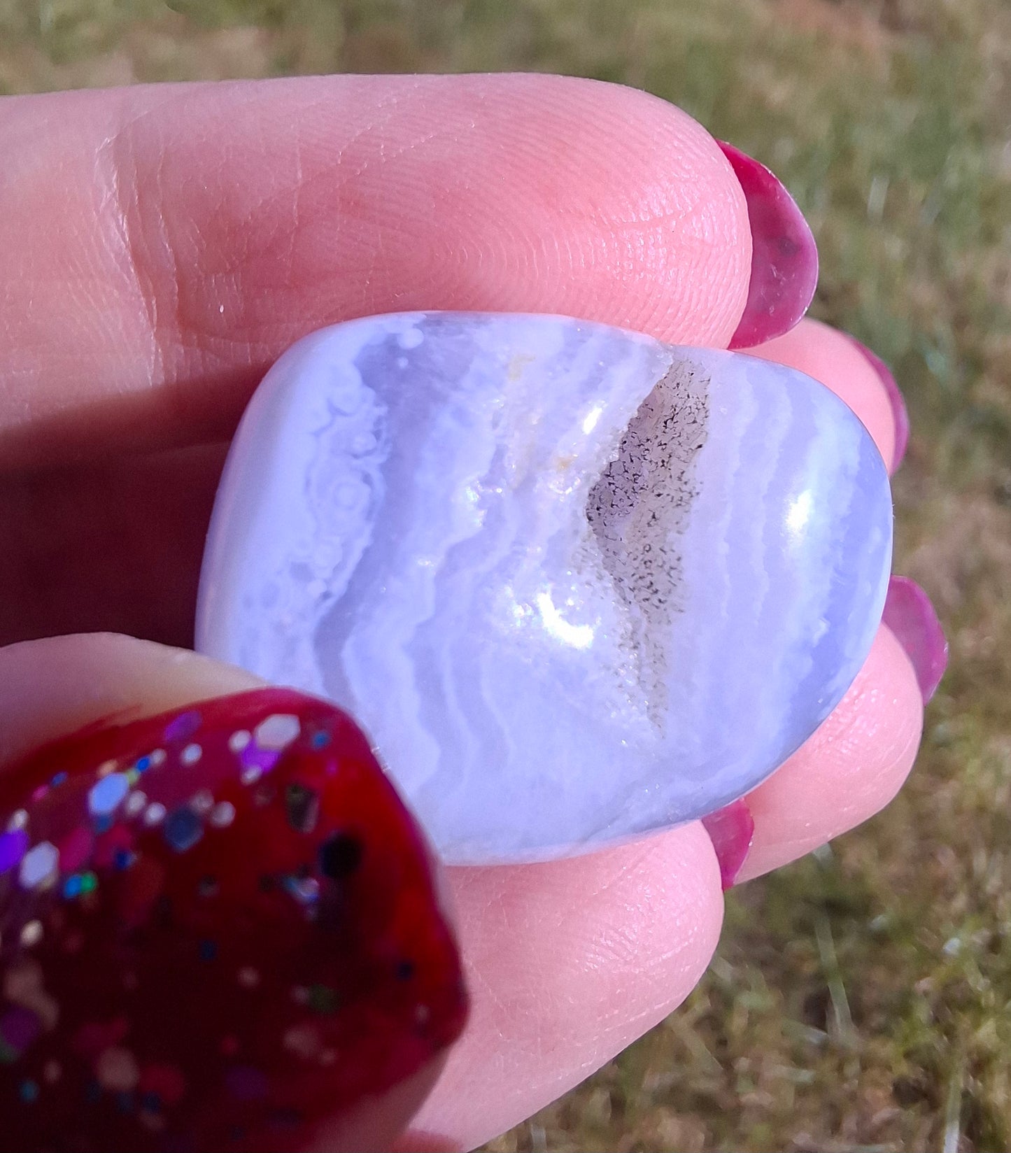 Blue Lace Agate, Tumble Stone, Crystal (Ref: T141)