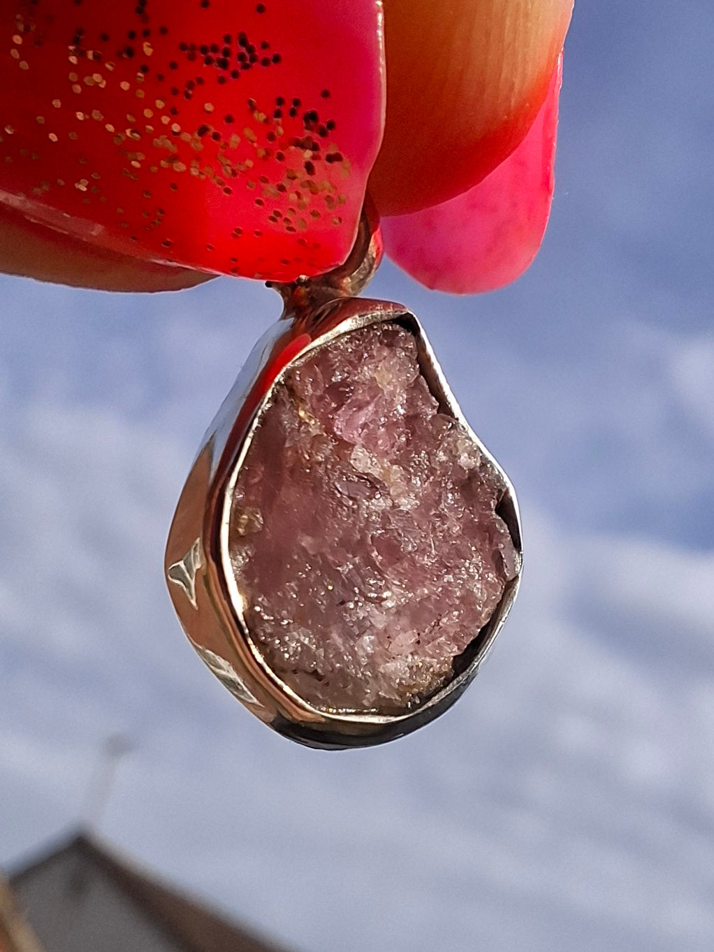 Pink Tourmaline Pendant, 925 Silver, Crystal (Ref: PT30)