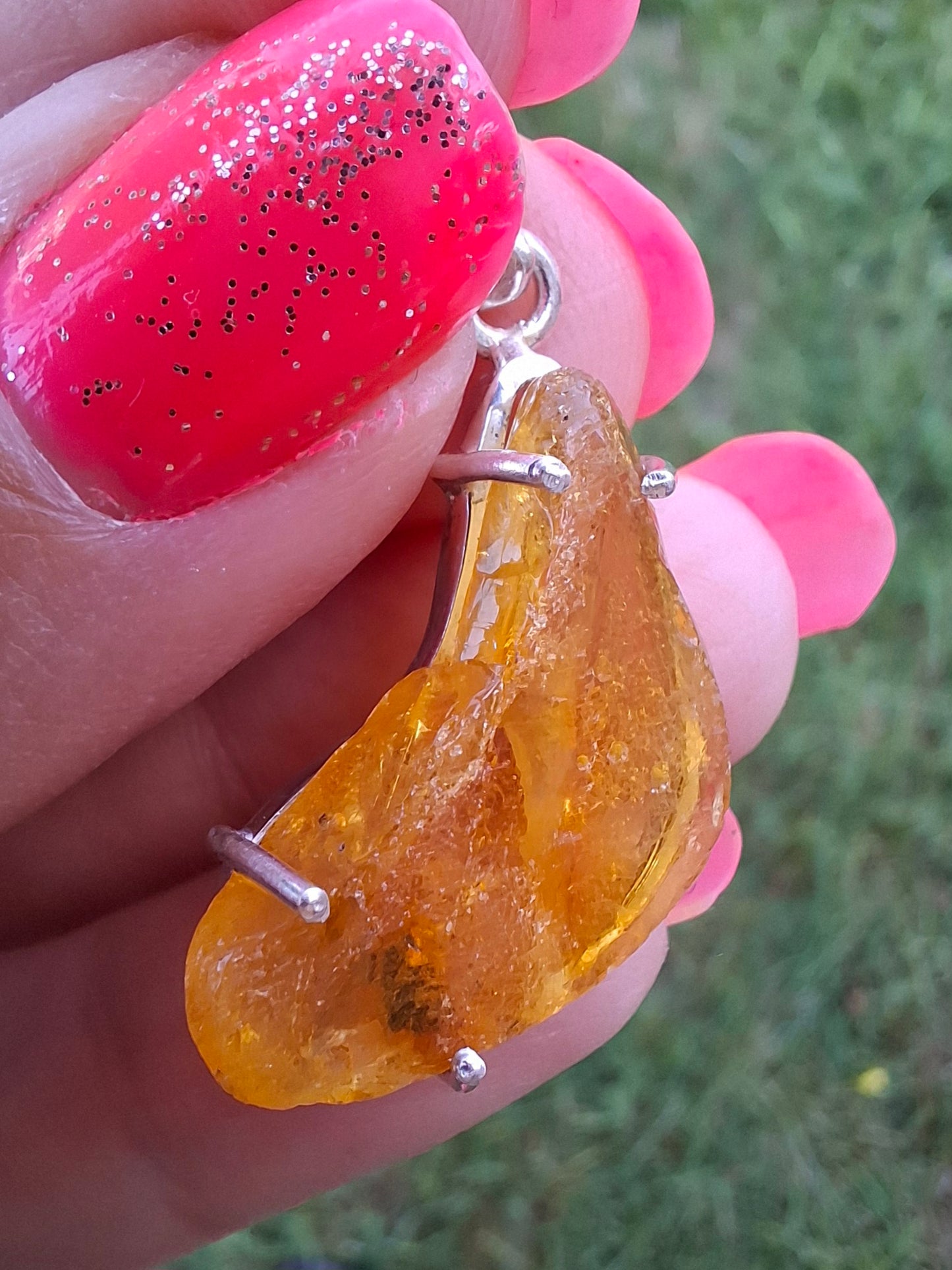 Baltic Amber Pendant, 925 Silver, Fossil (Ref: Ap1)