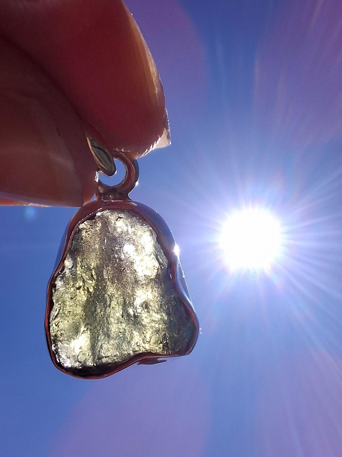 Moldavite Pendant, 925 Silver, Tektite (Ref: P440)