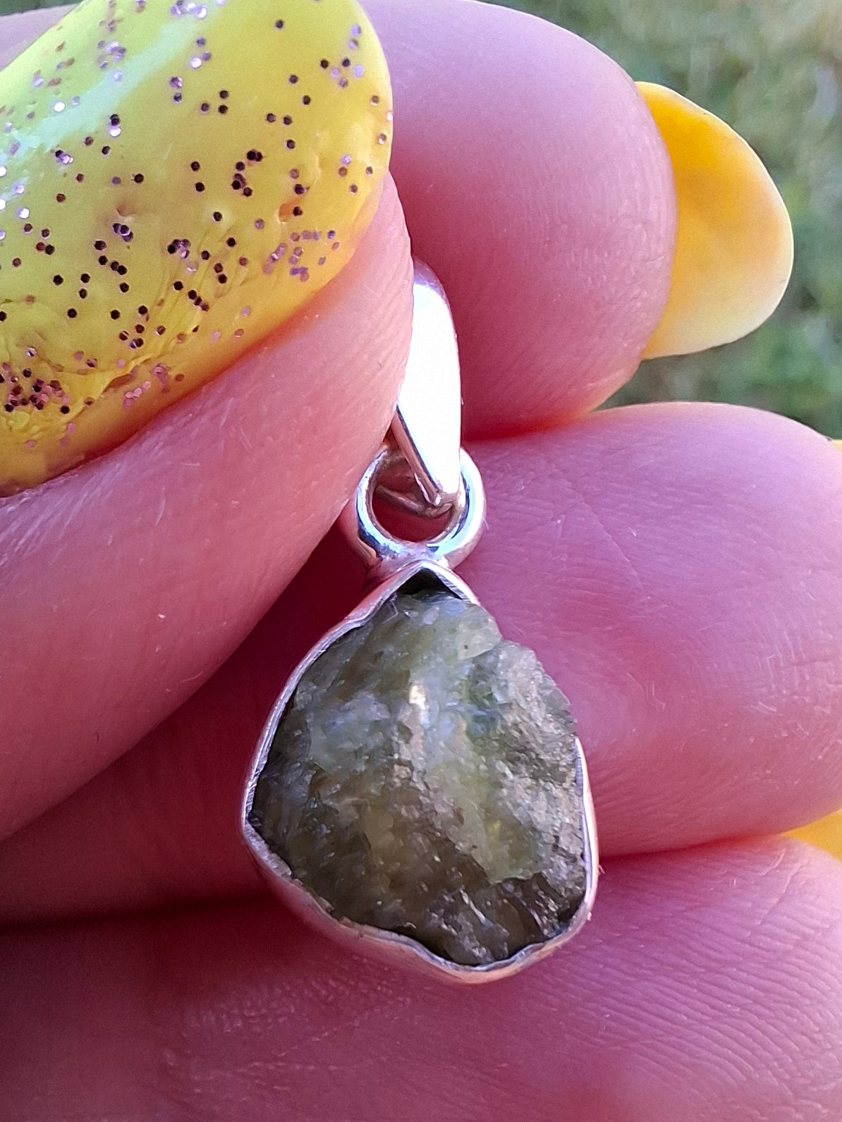 Green Tourmaline Pendant, 925 Silver, Crystal (Ref: GT6)