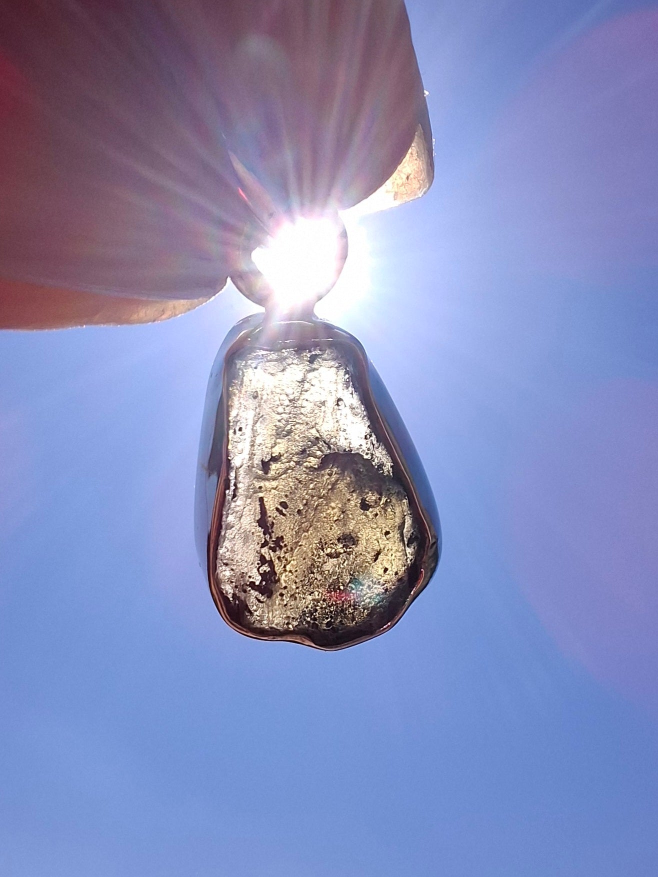 Moldavite Pendant, 925 Silver, Tektite (Ref: P6)