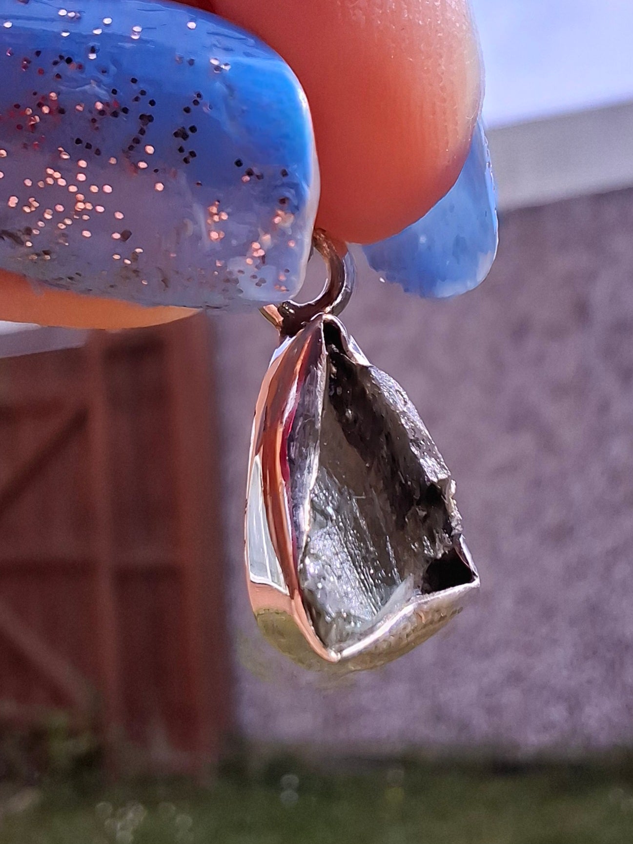 Moldavite Pendant, 925 Silver, Tektite (Ref: P30)