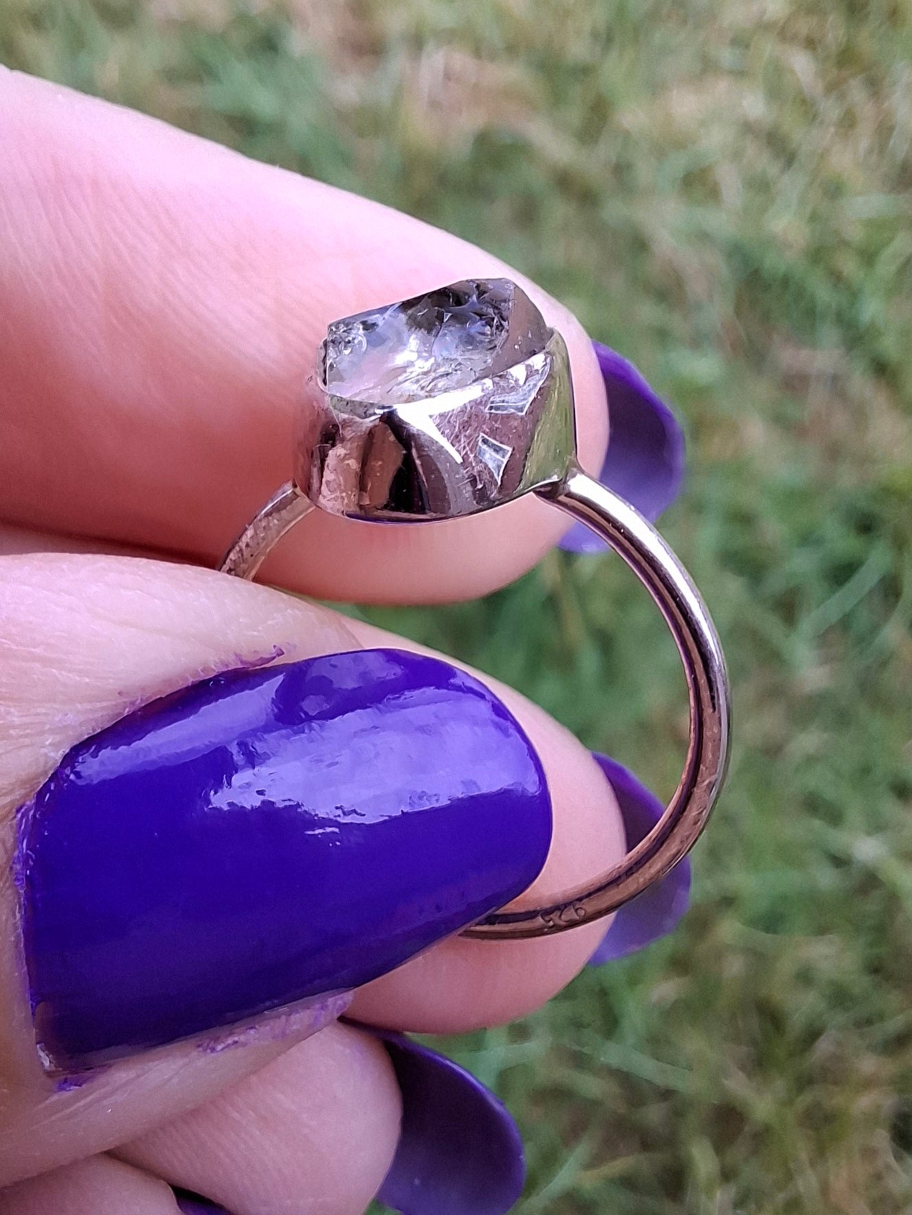 Libyan Desert Glass Ring, size J, 925 Silver, Tektite (Ref: LR6)