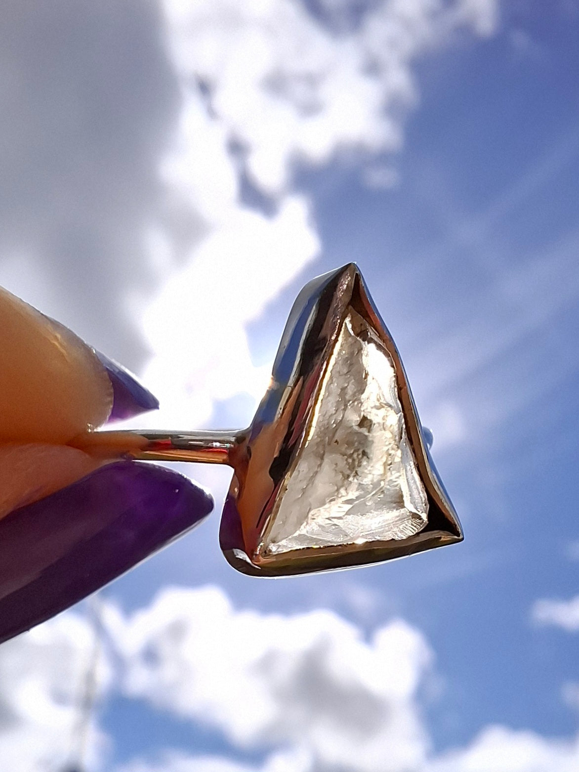 Libyan Desert Glass Ring, size large J/small K, 925 Silver, Tektite (Ref: LR11)
