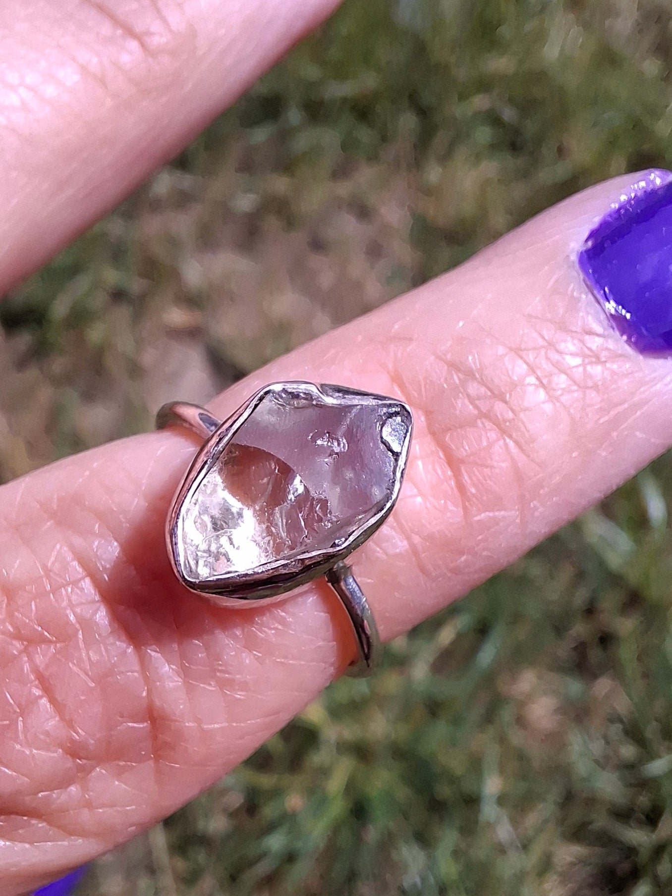 Libyan Desert Glass Ring, size J, 925 Silver, Tektite (Ref: LR6)