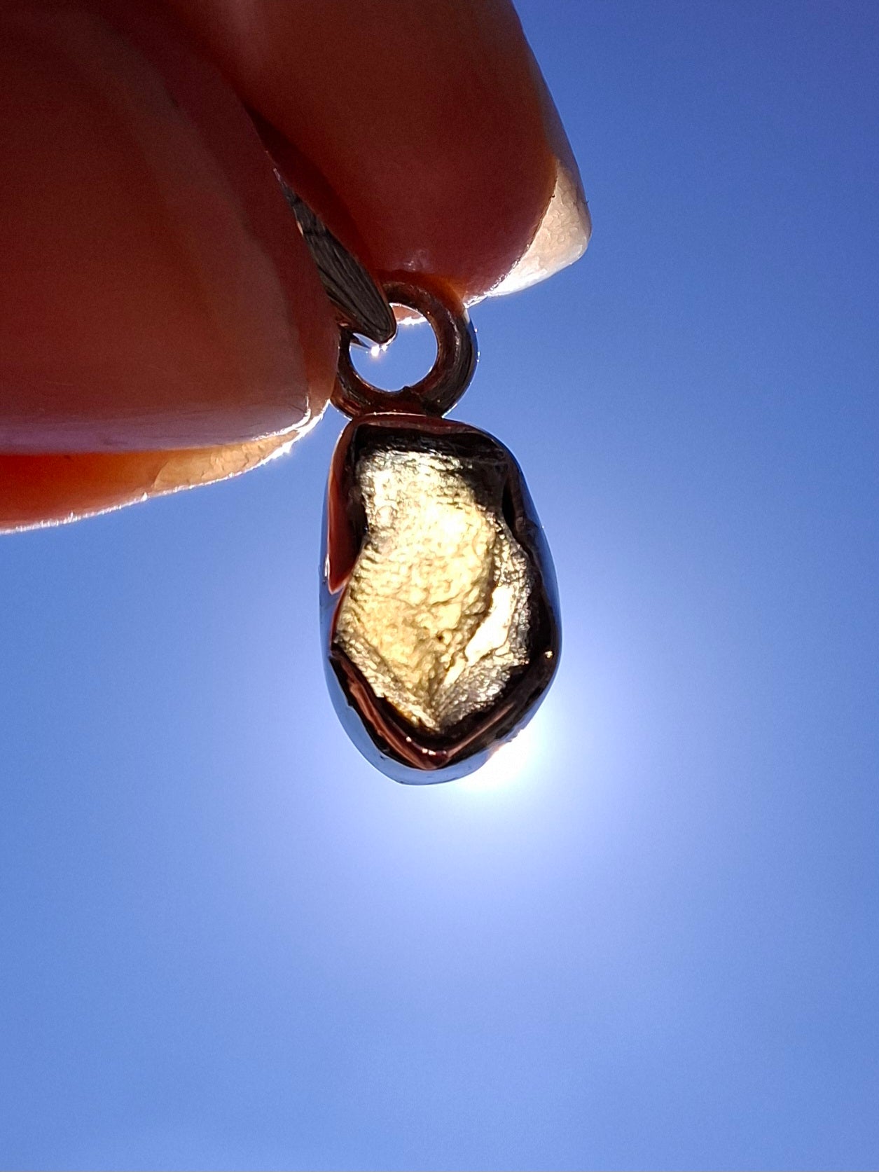 Moldavite Pendant, 925 Silver, Tektite (Ref: P36)