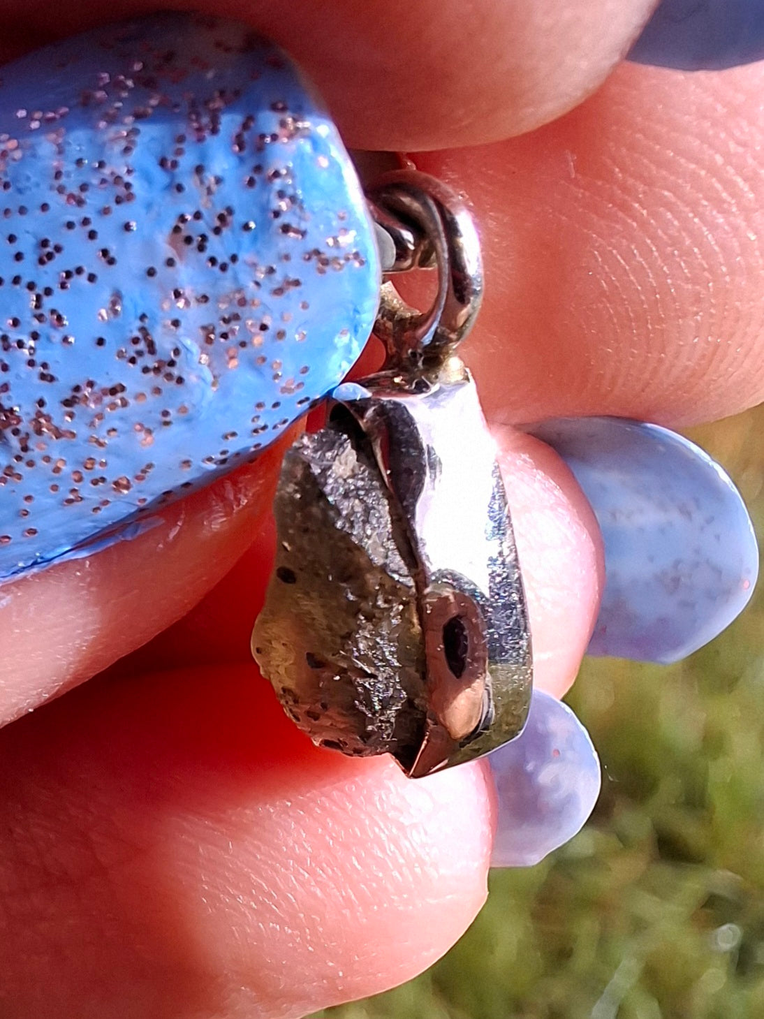 Moldavite Pendant, 925 Silver, Tektite (Ref:P41)