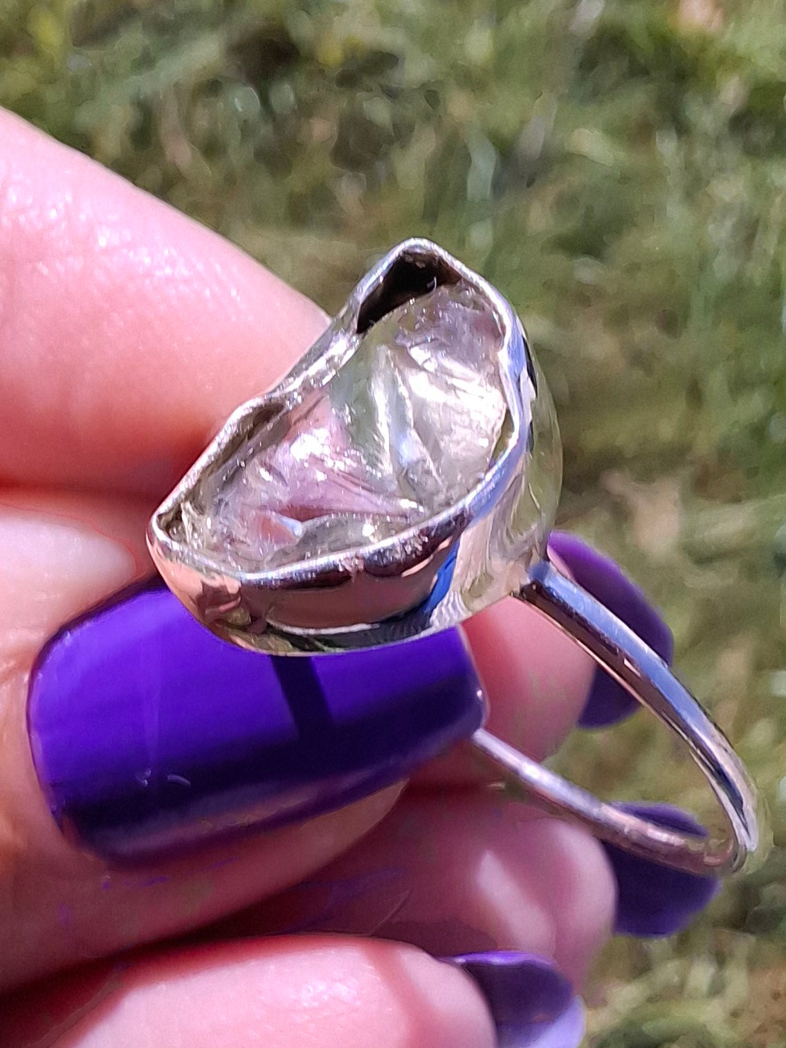Libyan Desert Glass Ring, size large W, 925 Silver, Tektite (Ref: LR63)