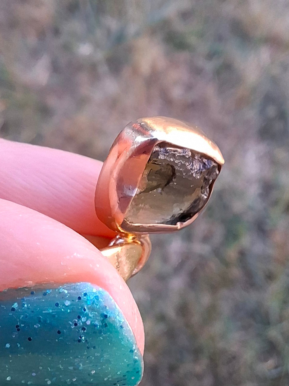 Moldavite Pendant, 14K GOLD Plated, Tektite (Ref: P453)
