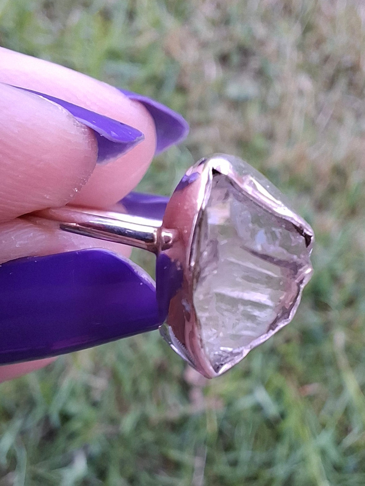 Libyan Desert Glass Ring, size large T/small U, 925 Silver, Tektite (Ref: LR51)