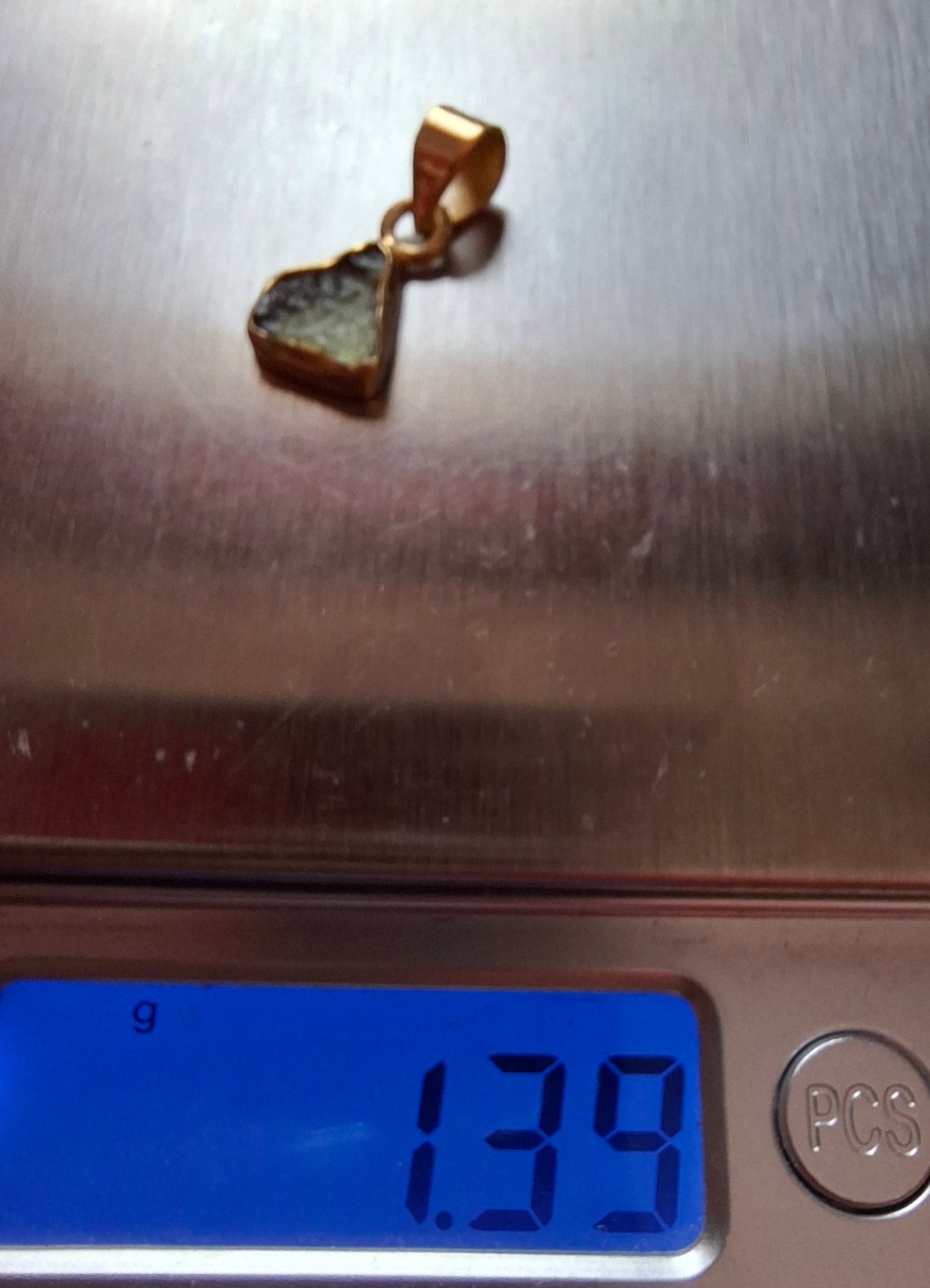 Moldavite Pendant, 14K GOLD Plated, Tektite (Ref: P452)