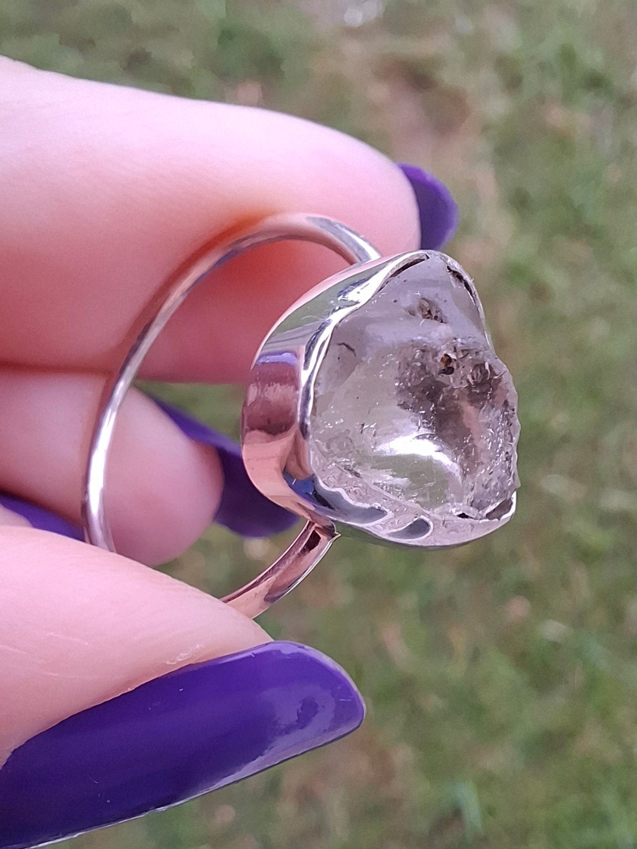 Libyan Desert Glass Ring, size large P, 925 Silver, Tektite (Ref: LR28)