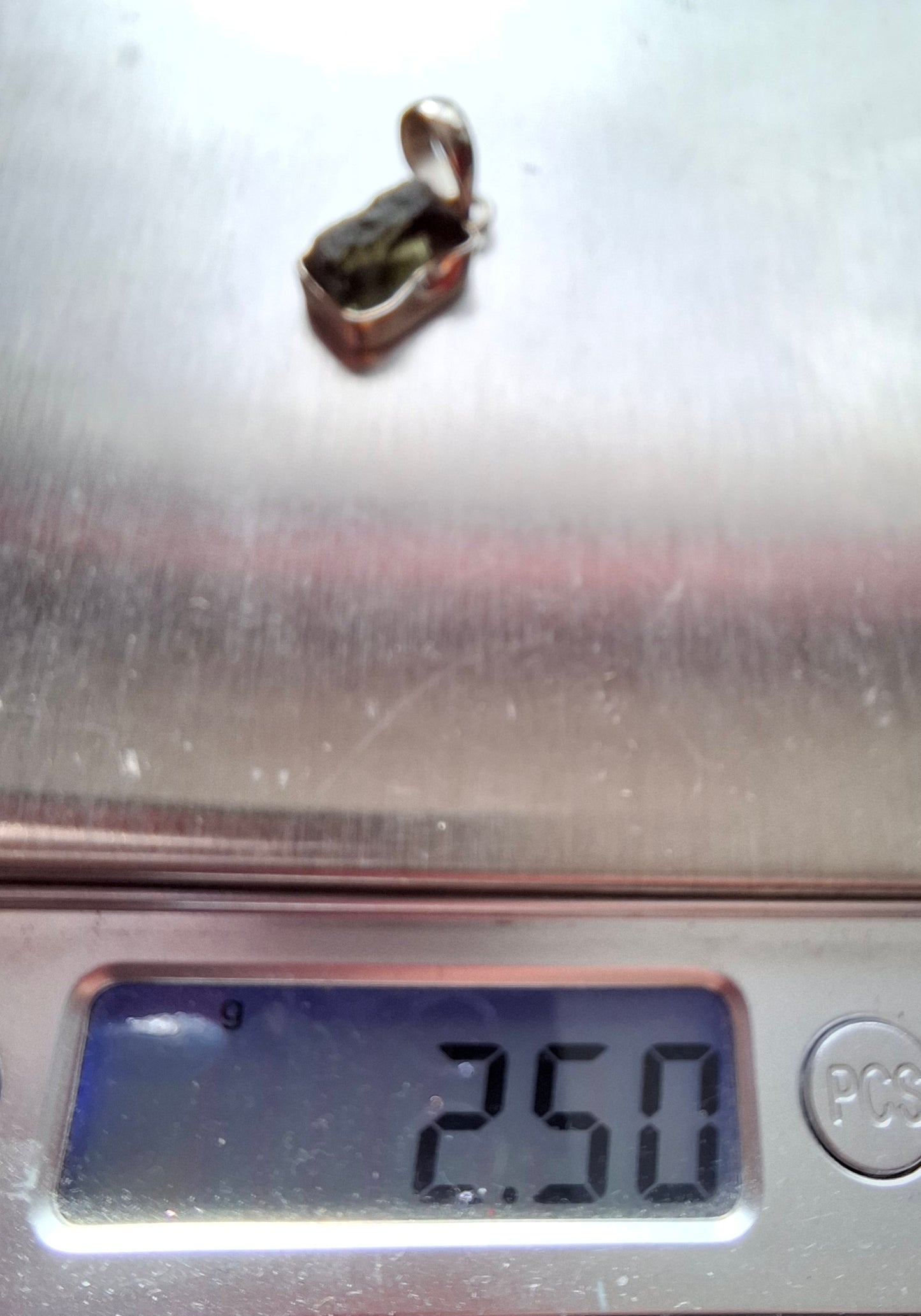 Moldavite Pendant, 925 Silver, Tektite (Ref: P31)