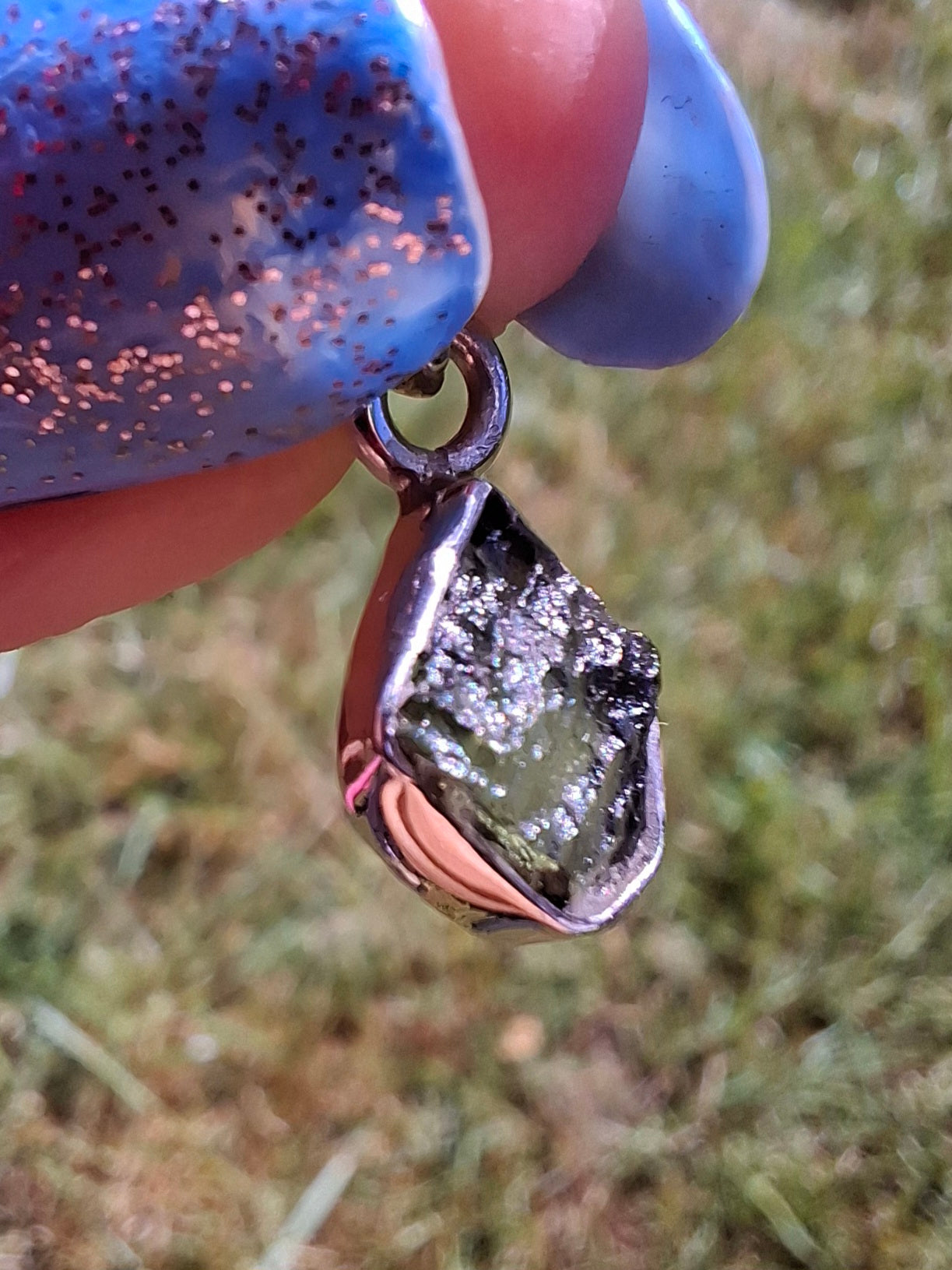 Moldavite Pendant, 925 Silver, Tektite (Ref: P88)