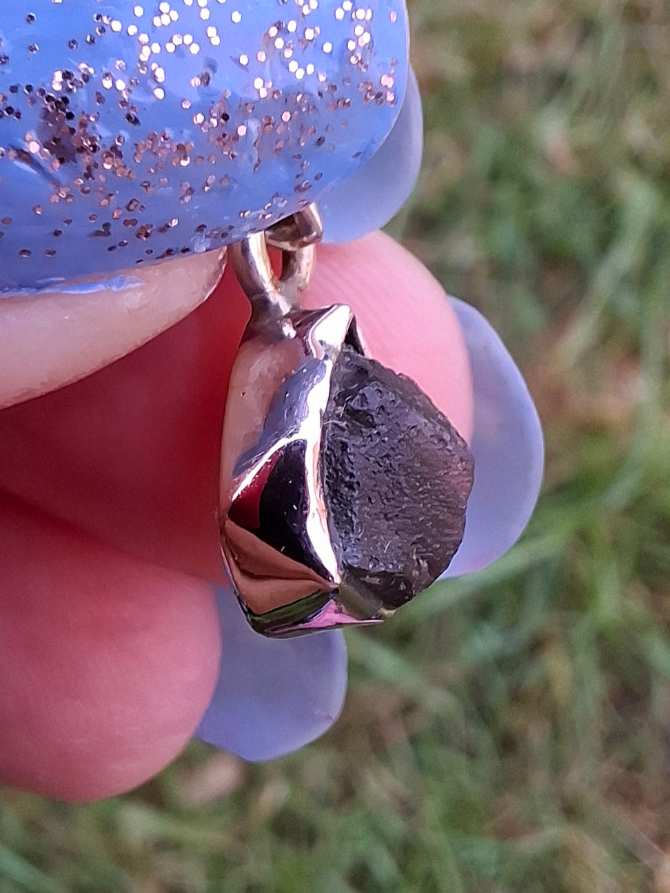 Moldavite Pendant, 925 Silver, Tektite (Ref: P59)