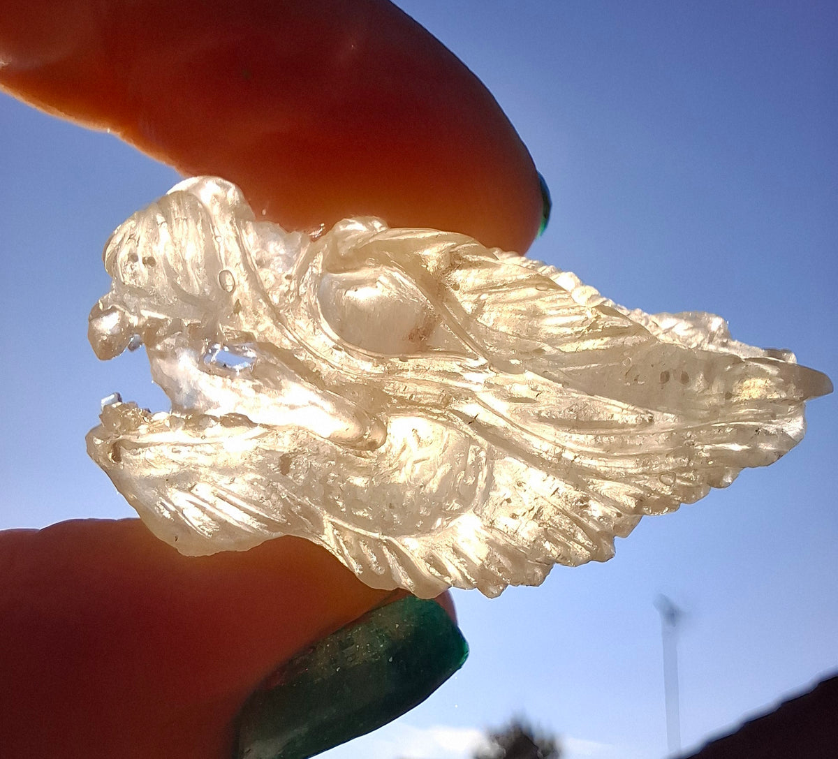 Libyan Desert Glass DRAGON HEAD carving, 9.66g, Tektite (Ref: Dragon 3)