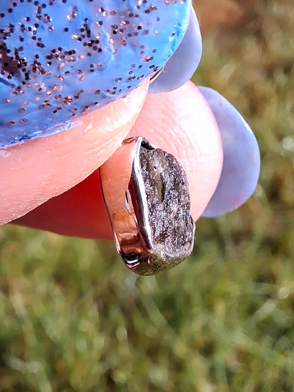Moldavite Pendant, 925 Silver, Tektite (Ref: P40)