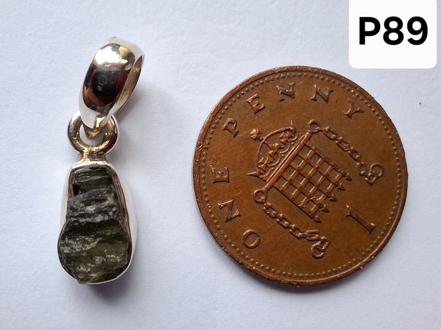 Moldavite Pendant, 925 Silver, Tektite (Ref: P89)