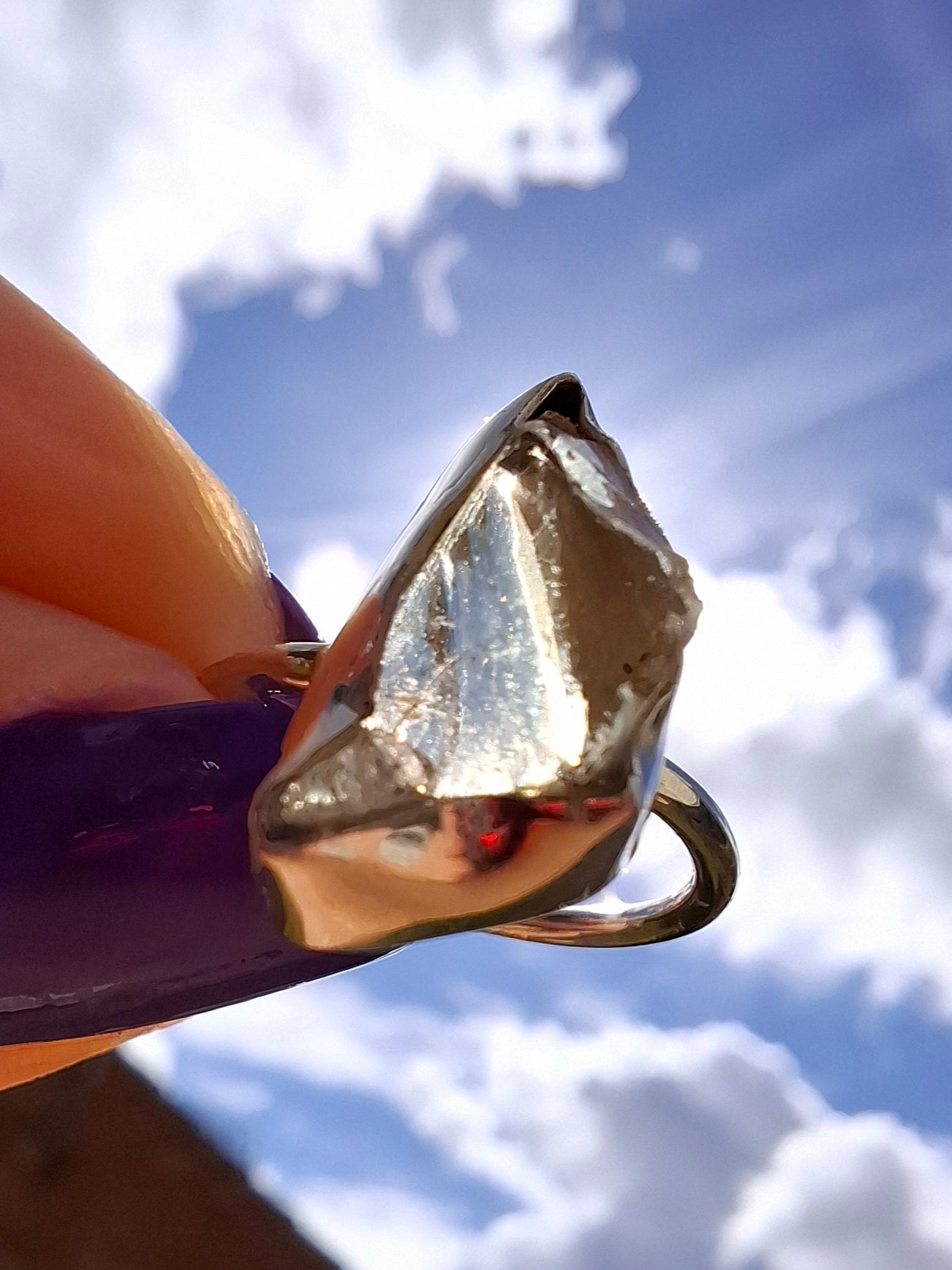 Libyan Desert Glass Ring, size large G, 925 Silver, Tektite (Ref: LR4)
