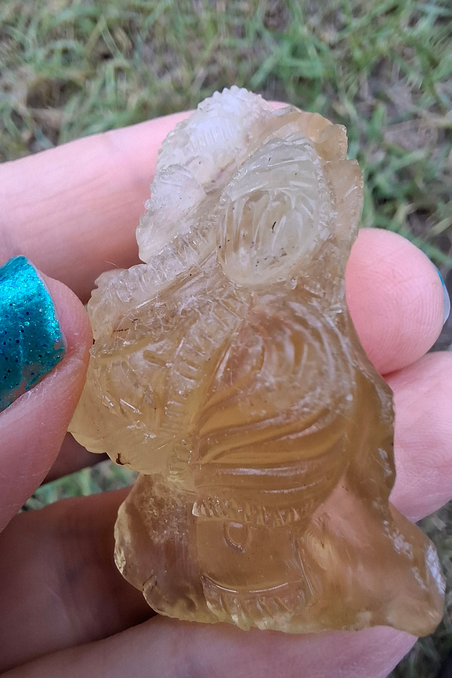 Libyan Desert Glass carving, GANESHA, 26.47g, Tektite (Ref: Ganesha1)