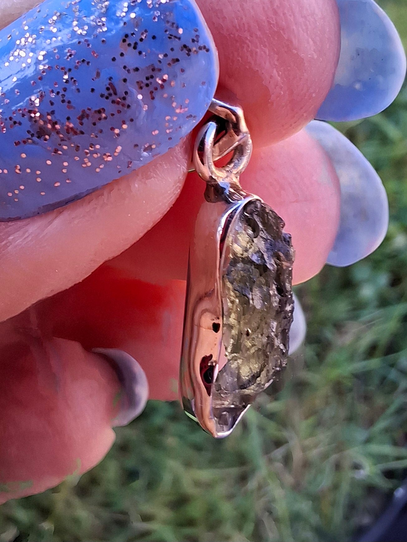Moldavite Pendant, 925 Silver, Tektite (Ref: P94)