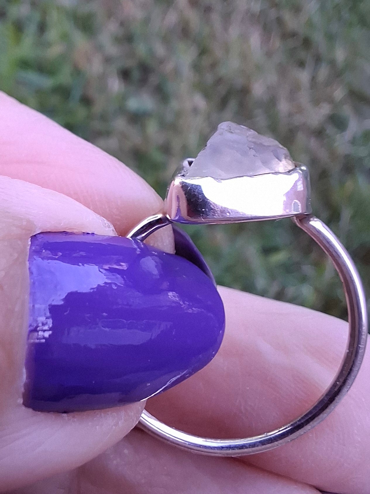 Libyan Desert Glass Ring, size small R, 925 Silver, Tektite (Ref: LR39)