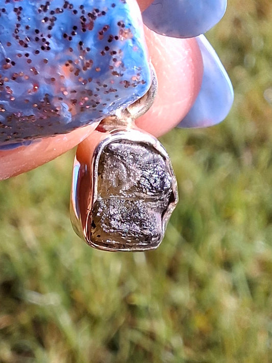 Moldavite Pendant, 925 Silver, Tektite (Ref: P44)