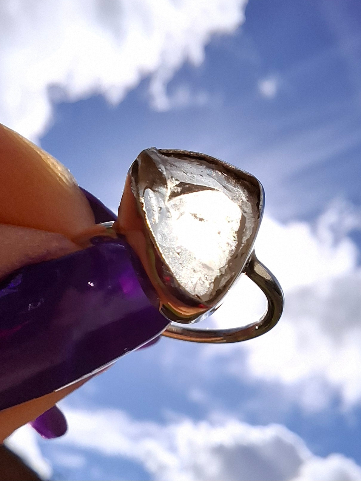 Libyan Desert Glass Ring, size large G, 925 Silver, Tektite (Ref: LR3)