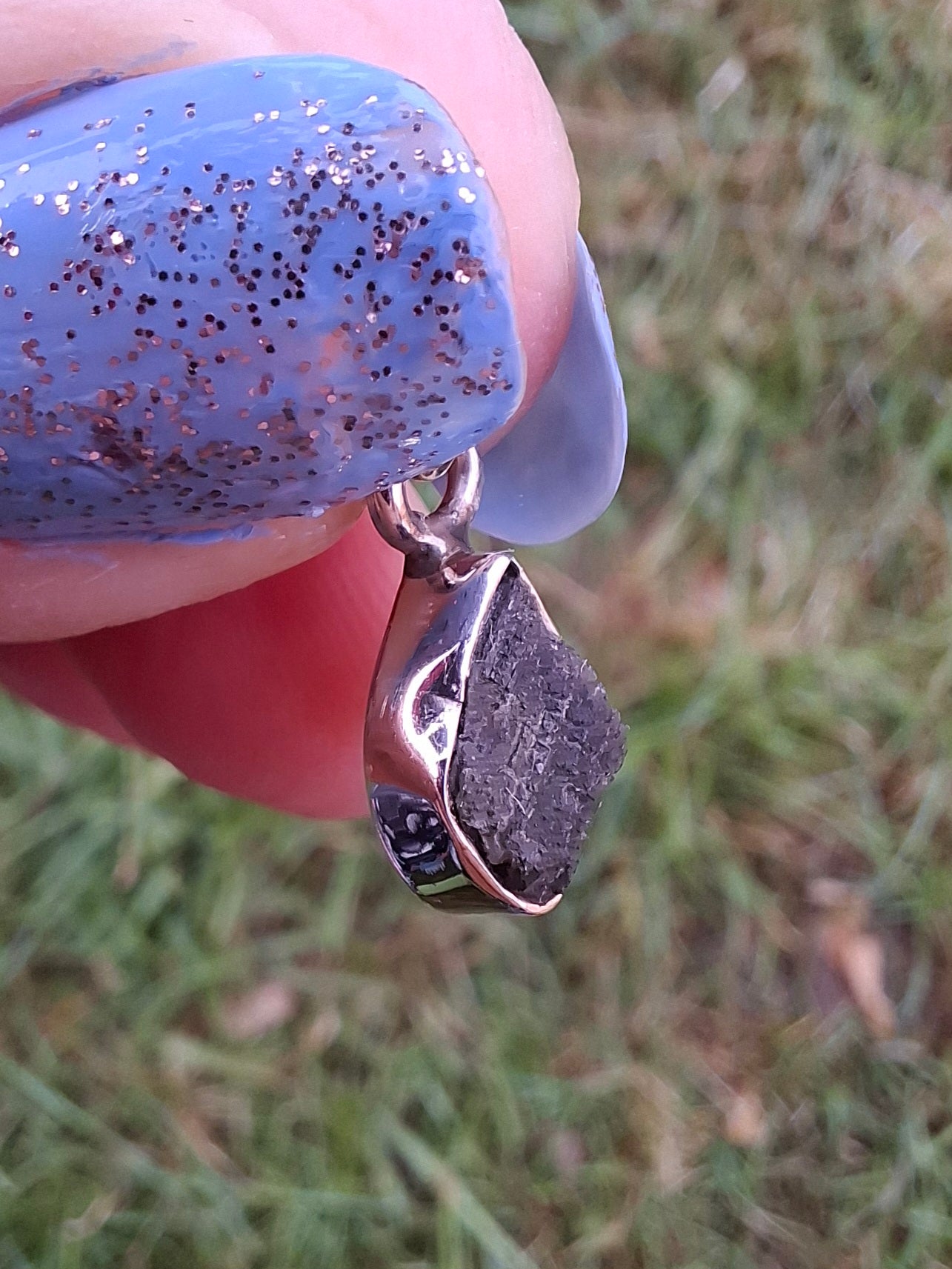 Moldavite Pendant, 925 Silver, Tektite (Ref: P60)