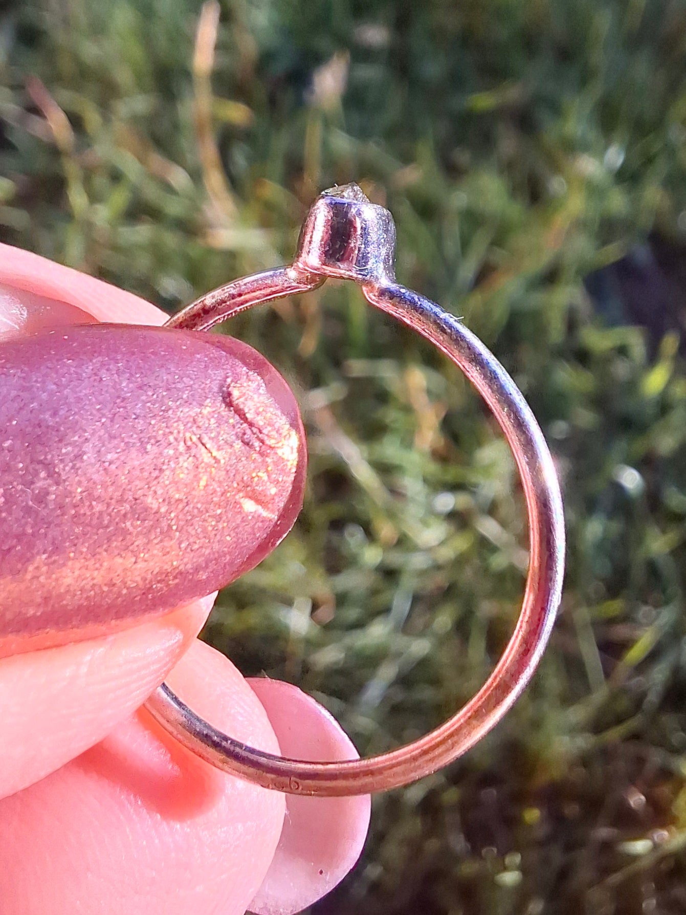 Moldavite Ring, size small P, 925 Silver, Tektite (Ref: R42)