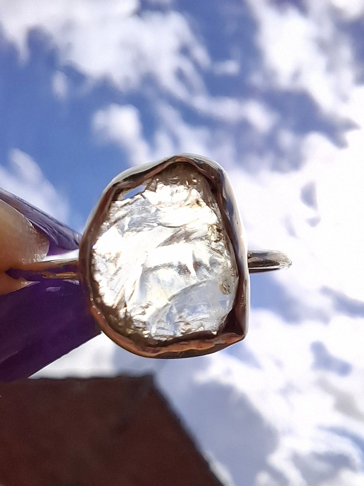 Libyan Desert Glass Ring, size large V, 925 Silver, Tektite (Ref: LR60)