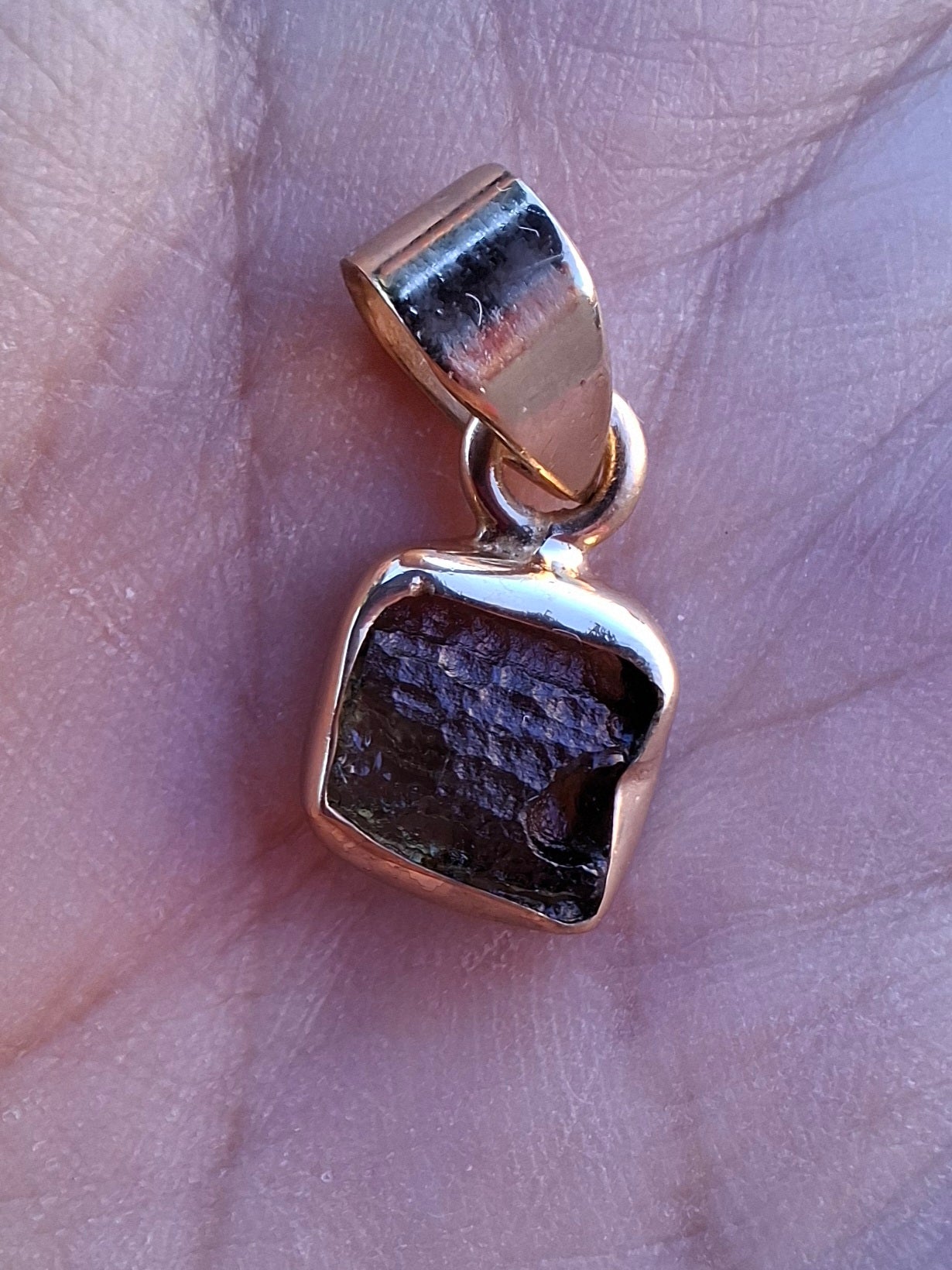 Moldavite Pendant, 14K GOLD Plated, Tektite (Ref: P453)